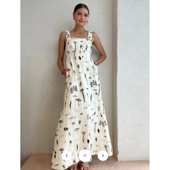 Commense Tropical Print Knotted Long Dress SZ L - Picture 2 of 4